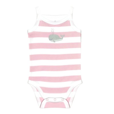 Body Bretelles Rose Et Blanc En 100 Coton Pour Bebe Fille